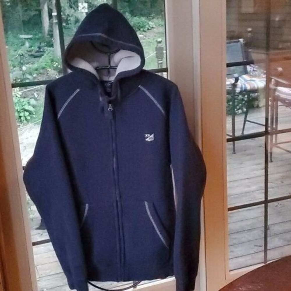 Charles River Apparel Mens Navy Blue Fleece Lined Waffle Knit Zip Hoodie Size M